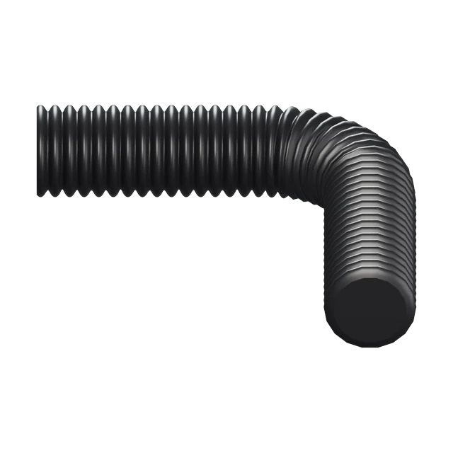 Corrugated: Corrugated hose: round, with tight ribbing along its length
