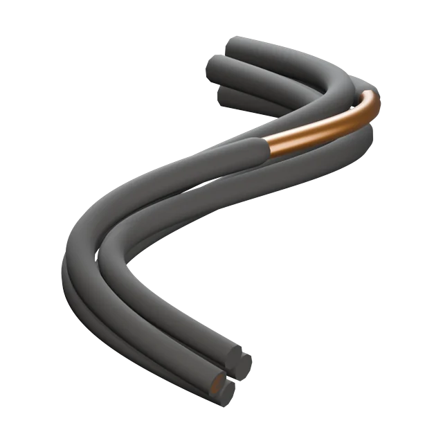 Damaged Loom: Bundle of wires with one worn through and the conductor showing