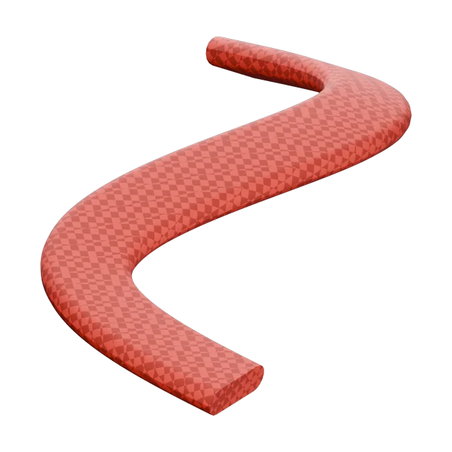 Fire Hose: Flattened red hose with a woven jacket