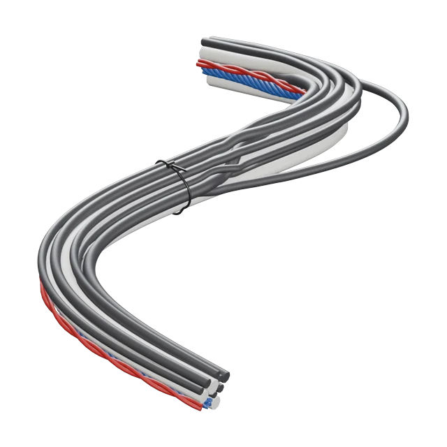 Wire Harness: Twelve mixed cables zip-tied together, a few hanging loose