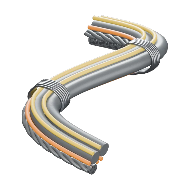 Mech Umbilical: Hoses, braided lines and thin wires held by steel collars