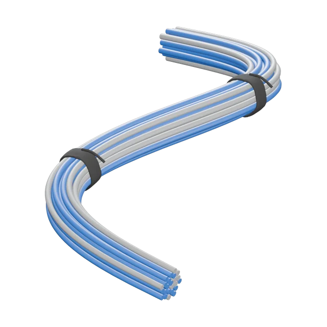 Network Rack: Two dozen Cat6 in a tidy velcro-strapped bundle