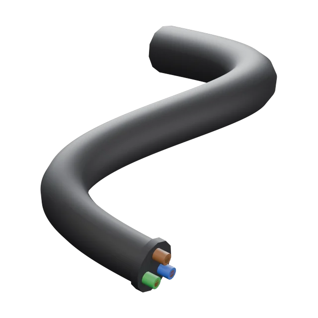 Power Cable: Plain round cable, medium roundness