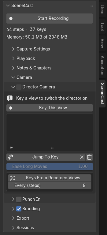 Director Camera with no keys yet