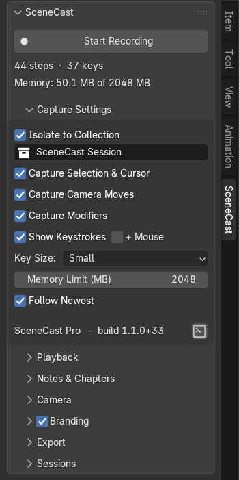 Capture Settings, open