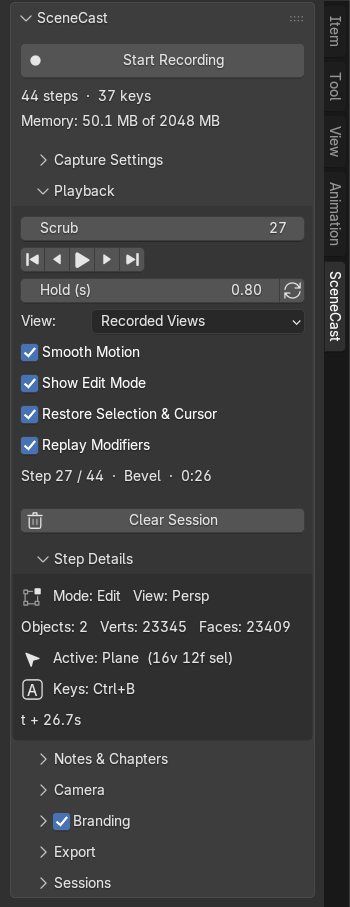 Playback with Step Details open